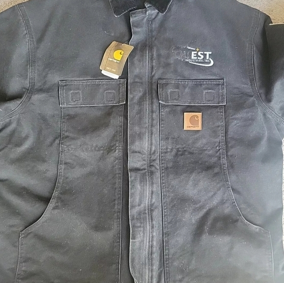 Vtg Carhartt Chore Jacket Men 2XL Tall Black Michigan Barn Work Quilt Lined Flag - Picture 5 of 15